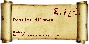 Romsics Ágnes névjegykártya