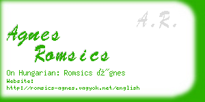 agnes romsics business card